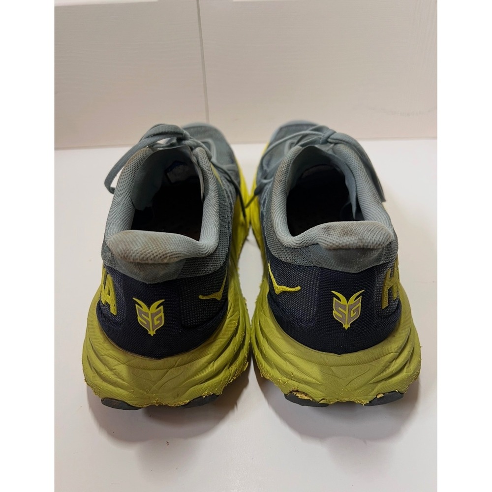 HOKA Speedgoat 5 Men's 12.5D Blue Yellow Trail Running Shoes Vibram No Insoles - Picture 3 of 6